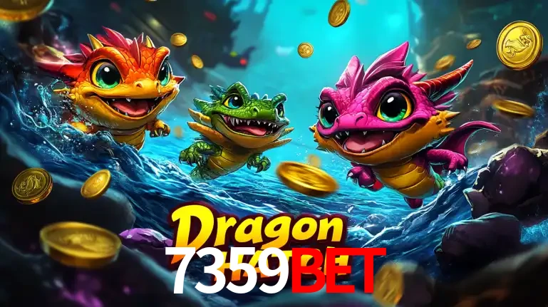 Arte promocional do jogo Dragon Hatch com três adoráveis dragões bebês nadando entre moedas de ouro, um dos slots mais divertidos para jogar no cassino 7359BET.